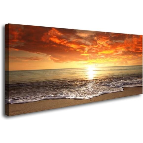 Canvas Prints Wall Art Sunset Ocean Beach Pictures Photo Paintings